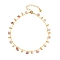 Bohemian Brass Twisted Chain Natural Rose Quartz Chip Tassel Anklets, Golden, 8-7/8 inch(225mm)