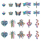 Animal Theme Alloy Pendant Sets, Butterfly & Bee & Dragonfly, Rainbow Color, 9.5~31x11~27.5x1.5~5.5mm, 20pcs/box