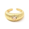 Rhinestone Heart Heart Open Cuff Ring, Rack Plating Brass Jewelry for Women, Cadmium Free & Lead Free, Real 18K Gold Plated, US Size 8 1/4(18.3mm)