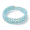 Glass Rondelle Beaded Wrap Style Bracelet, Triple Layer Bracelet, Light Sky Blue, Inner Diameter: 2-1/8 inch(5.4cm)