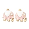 Elephant Alloy Enamel Pendants, Light Gold, Pink, 17x14.5x5mm, Hole: 1.6mm