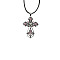 Cross Zinc Alloy Pendant Necklace, with Rhinestone, Burgundy, 19.69 inch(50cm)