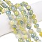 Dyed Natural White Jade Beads Strands, Two Tone, Round, Champagne Yellow, 8x8mm, Hole: 0.9mm, about 47~48pcs/strand, 15.16~15.72''(38.5~39.3cm)