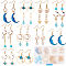 DIY Planet Earring Making Kit, Including Moon & Star Alloy Enamel Pendants & Link Connectors, Brass Earring Hooks & Pendants, Glass Beads, Blue
