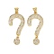 Brass Micro Pave Cubic Zirconia Pendants, Symbol, Question Mark, Cadmium Free & Lead Free, Rack Plating, Long-Lasting Plated, Real 18K Gold Plated, 33x16x3mm, Hole: 3.5x3.5mm