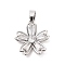 Rack Plating Brass Micro Pave Cubic Zirconia Pendants, Lead Free & Cadmium Free, Long-Lasting Plated, Flower, Platinum, 20.5x19x3.5mm, Hole: 6x3.5mm