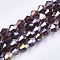 Electroplate Glass Beads Strands, AB Color Plated, Faceted, Bicone, Purple, 6x5.5~6mm, Hole: 1mm, about 44~47pcs/strand, 24.5~25cm