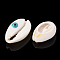 Natural Cowrie Shell Beads, with Enamel, No Hole/Undrilled, Evil Eye, Sea Green, 20~25x14~16x5~7mm