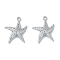 Ocean Collection Theme Jewelry, Brass with Cubic Zirconia Charms, Cadmium Free & Nickel Free & Lead Free, Real Platinum Plated, Starfish, 15.5x12.5x2.5mm, Hole: 1.2mm