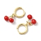 Cherry Brass Enamel Hoop Earrings, Rack Plating, Long-Lasting Plated, Lead Free & Cadmium Free, Real 18K Gold Plated, 26.5x14mm