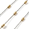 304 Stainless Steel Double Beads Cable Chains, Ion Plating(IP), Soldered, with Spool, Golden & Stainless Steel Color, 1.6mm
