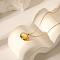 Fashion Oval Stainless Steel Pendant Necklaces for Women, Golden, Golden, 15.94 inch(40.5cm)