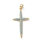 Brass Micro Pave Cubic Zirconia Pendants, Cross, Turquoise, Golden, 38.8x20x2mm, Hole: 4x5mm
