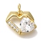 Rack Plating Brass Micro Pave Cubic Zirconia Charms, Cadmium Free & Lead Free, Long-Lasting Plated, Heart, Real 18K Gold Plated, 12x14.5x5mm, Hole: 3mm