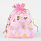 Heart Printed Organza Bags, Gift Bags, Rectangle, PeachPuff, 12x10cm