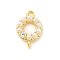 Rack Plating Brass Clear Cubic Zirconia Connector Charms, ABS Imitation Pearl Links, Real 18K Gold Plated, Long-Lasting Plated, Lead Free & Cadmium Free, Ring, 14x9.5x3.5mm, Hole: 1.2mm