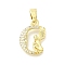 Brass Micro Pave Cubic Zirconia Pendants, Angel Charms, Cadmium Free & Lead Free, Long-Lasting Plated, Rack Plating, Real 18K Gold Plated, 19x13.5x3mm, Hole: 6x3mm