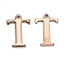 Ion Plating(IP) 304 Stainless Steel Alphabet Charms, Rose Gold, Letter.T, 12x8.5x1mm, Hole: 1mm