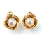 304 Stainless Steel Pendants, with White Plastic Imitation Pearl Beads, 3D Flower, Golden, 10x8x6mm, Hole: 1.8mm