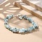 Natural Larimar Beaded Bracelets, with Alloy Toggle Clasps, Heart, 8-1/4 inch(208mm)