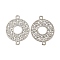 Rack Plating Brass Hollow Out Connector Charms, Long-Lasting Plated, Cadmium Free & Nickel Free & Lead Free, Donut Etched Metal Embellishments, Platinum, 17x13x0.3mm, Hole: 1mm