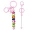 Baking Painted Alloy and Brass Bar Beadable Keychain for Jewelry Making DIY Crafts, with Lobster Clasps, Pearl Pink, 15.8x2.4cm
