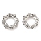 Rack Plating Brass Micro Pave Cubic Zirconia Beads, Long-Lasting Plated, Lead Free & Cadmium Free, Flat Round with Flower, Platinum, 8x3mm, Hole: 4mm