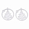Non-Tarnish Christmas 201 Stainless Steel Filigree Pendants, Etched Metal Embellishments, Ring with Christmas Trees, Stainless Steel Color, 22x20x0.3mm, Hole: 1.2mm