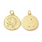 Brass Micro Pave Cubic Zirconia Pendants, with Jump Ring, Lead Free & Cadmium Free, Flat Round with Moon & Star, Real 18K Gold Plated, 19x18x2.5mm, Hole: 3mm