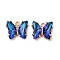 Brass with Glass Pendants, Cadmium Free & Nickel Free & Lead Free, Butterfly, Blue, 10x12x4mm, Hole: 1.2mm