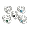 304 Stainless Steel Open Cuff Rings, Synthetic Malachite & Turquoise Round Finger Rings for Women Men, Stainless Steel Color, Adjustable