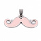 201 Stainless Steel Enamel Pendants, Museache, Misty Rose, 16.5~17.5x39.5~40.5x2mm, Hole: 8x4mm