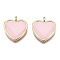 Alloy Pendants, with Enamel, Cadmium Free & Lead Free, Light Gold, Heart, Pink, 17.5x16x3.5mm, Hole: 1.8mm