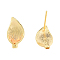Brass Stud Earring Findings, with Hole, Leaf, Nickel Free, Golden, 14x8mm, Hole: 1mm, Pin: 0.8mm