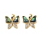 Brass & Paua Shell & Clear Cubic Zirconia Pendants, Butterfly Charms, Real 18K Gold Plated, 13.5x15.5x4mm, Hole: 4.5x2.5mm