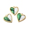 Ion Plating(IP) 304 Stainless Steel Pendants, Heart Charms, with Synthetic Shell, Golden, 16x15x2mm, Hole: 1.5mm