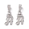 Eco-Friendly Brass Micro Pave Cubic Zirconia Pendants, Long-Lasting Plated, Real Platinum Plated, Cadmium Free & Lead Free, Letter, Letter.H, 16~20x7~11.5x1.5~2.2mm, Hole: 6.5x3.5mm