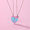 2Pcs Fashionable Alloy Enamel BFF Glitter Heart Magnetic Pendant Necklaces for Women, Platinum, Colorful, 17.72 inch(45cm)
