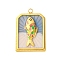 304 Stainless Steel Pendants, with Enamel, Ion Plating(IP), Real 18K Gold Plated, Rectangle with Fish Charm, Steel Blue, 28x18x3mm, Hole: 2mm