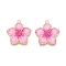 Rack Plating Alloy Enamel Pendants, Cadmium Free & Nickel Free & Lead Free, Light Gold, Flower Charm, Pearl Pink, 27.5x25x3.5mm, Hole: 2mm