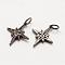 Brass Micro Pave Grade AAA Cubic Zirconia Pendants, Long-Lasting Plated, Star, Cadmium Free & Nickel Free & Lead Free, Gunmetal, 16x14x2mm, Hole: 3mm