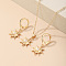 Sun Brass Micro Pave Clear Cubic Zirconia Pendant Necklaces & Hoop Earrings Sets, Golden, 15.75 inch(400mm)