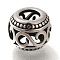 304 Stainless Steel European Beads, Large Hole Beads, Hollow Round with S-shape, Antique Silver, 10.5x8mm, Hole: 5mm