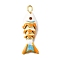 Rack Plating Brass Pendants, with Cubic Zirconia and Enamel, Fish Charms, Long-Lasting Plated, Lead Free & Cadmium Free, White, 26.5x8x6mm, Hole: 2.5x1.5mm