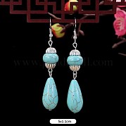 Серьги-капли из синтетической бирюзы и сплава WG2299-5