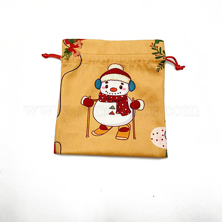 Рождественские мешочки с кулиской из ткани с принтом XMAS-PW0001-235C-1