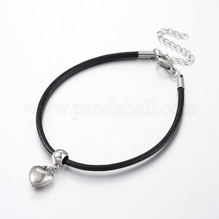 Браслеты с подвесками в форме сердца из нержавеющей стали 304 BJEW-JB01995-1