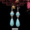 Teardrop Synthetic Turquoise & Alloy Dangle Earrings, Turquoise, 50x11mm
