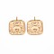 Brass Micro Pave Clear Cubic Zirconia Pendants, Nickel Free, Square with Moon, Real 18K Gold Plated, 16.5x14x1mm, Hole: 1.6mm