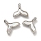 304 Stainless Steel Pendants, with Pave Shell and Rhinestone, Fishtail Charm, Stainless Steel Color, 14x16x3mm, Hole: 1.6mm